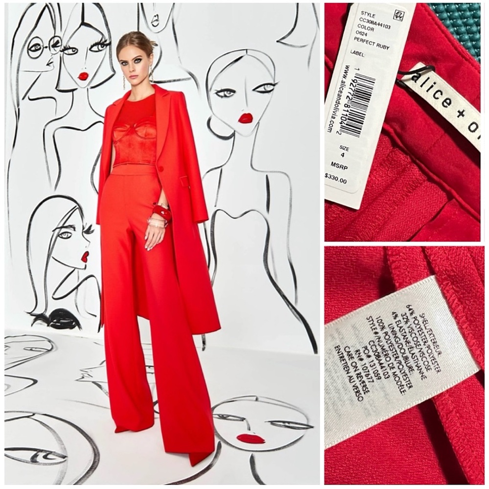 Alice + Olivia Deanna High Rise Red Bootcut Pant - Picture 15 of 17